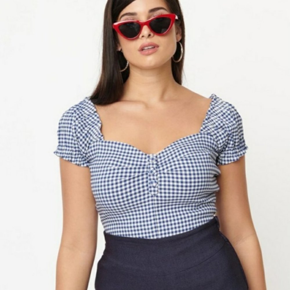 NWOT Unique Vintage Loretta Gingham Top